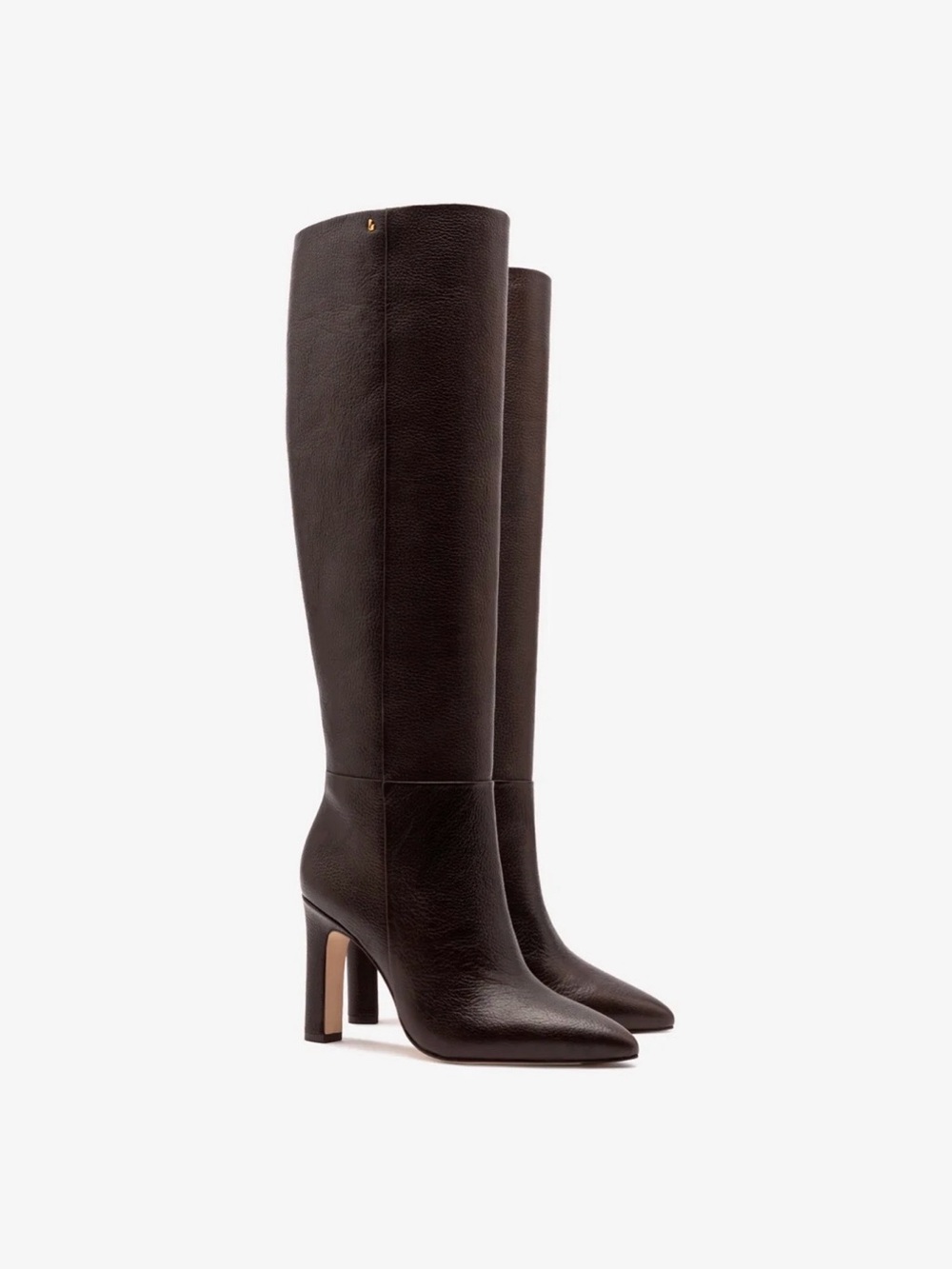 Larroude Knee-High Leather Boots in Dark Brown